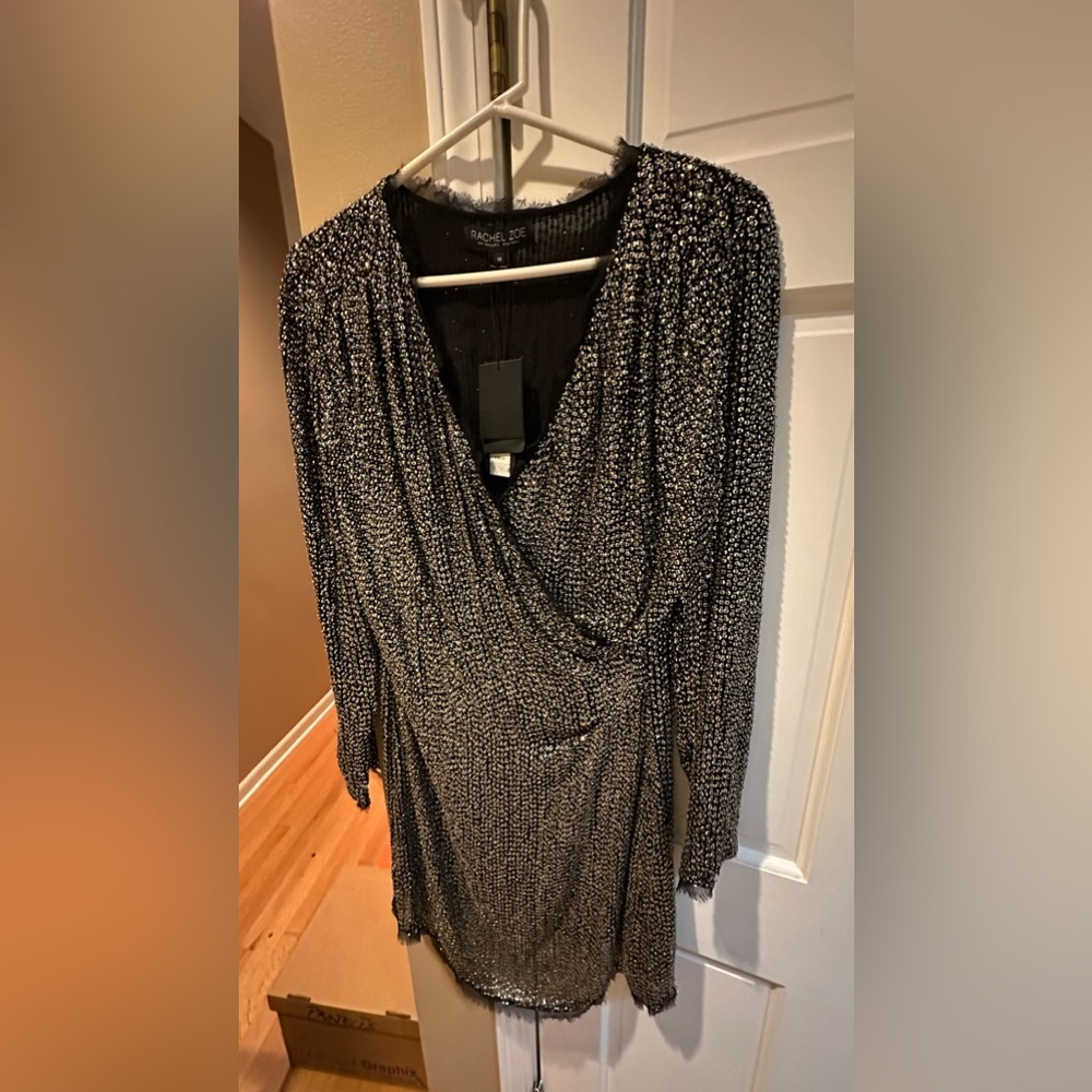 Rachel Zoe black with gold/silver sequins size 10